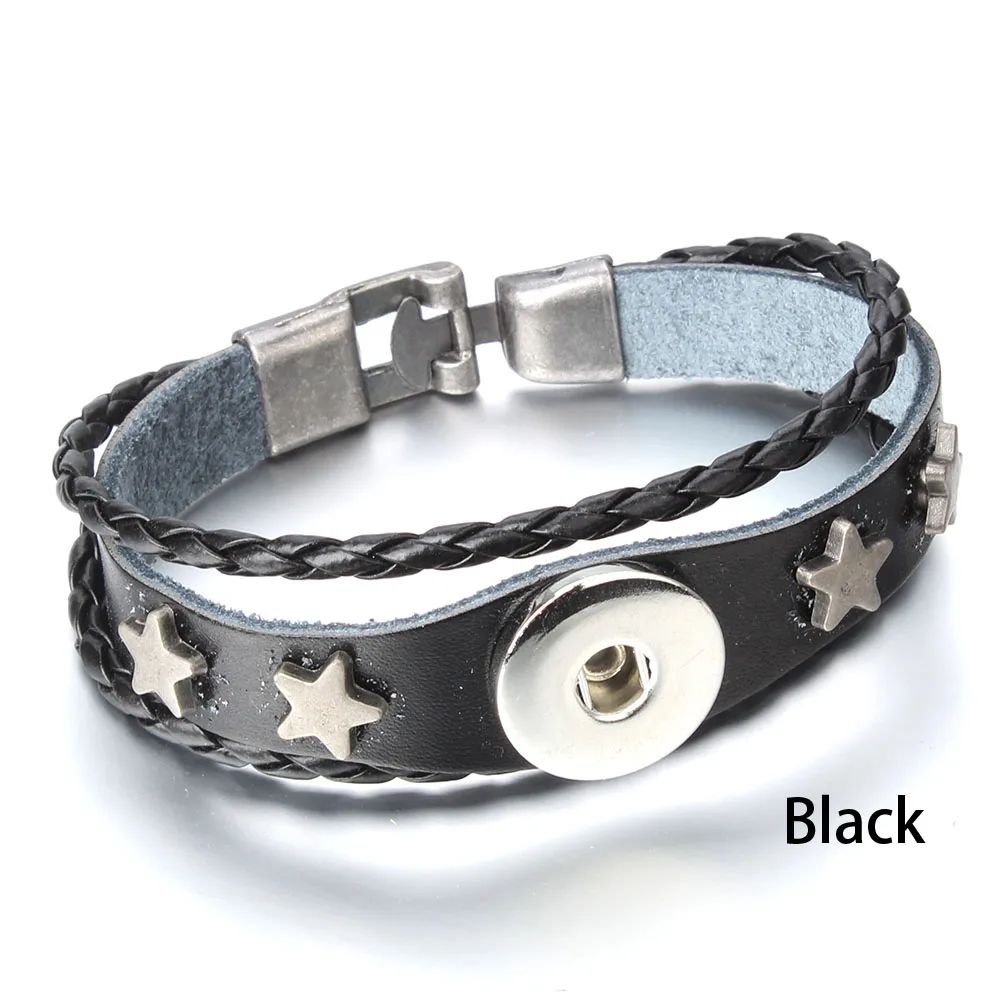 Регулируемый браслет на защелке, винтажный металлический кожаный браслет, 18 мм, браслет на кнопке для мужчин, ювелирный ремень для часов ZE520 - Окраска металла: 8