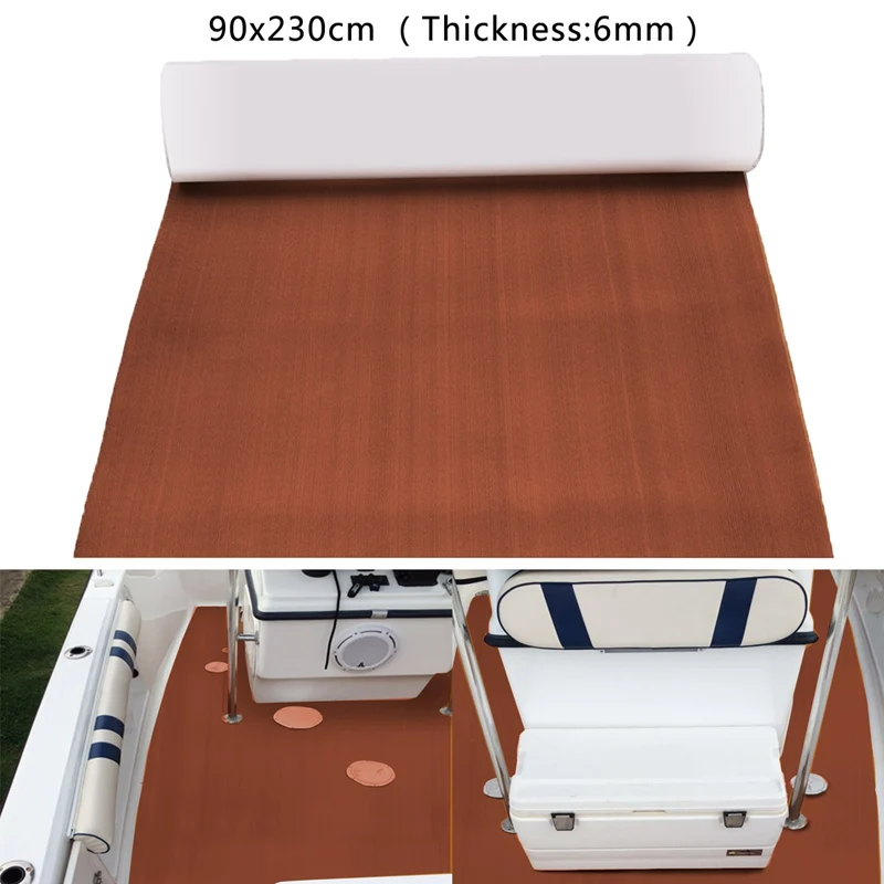 

90x240x0.6cm Pure Dark Brown EVA Foam Teak Deck Sheet Self Adhesive Boat Yacht Synthetic Decking Foam Floor Mat
