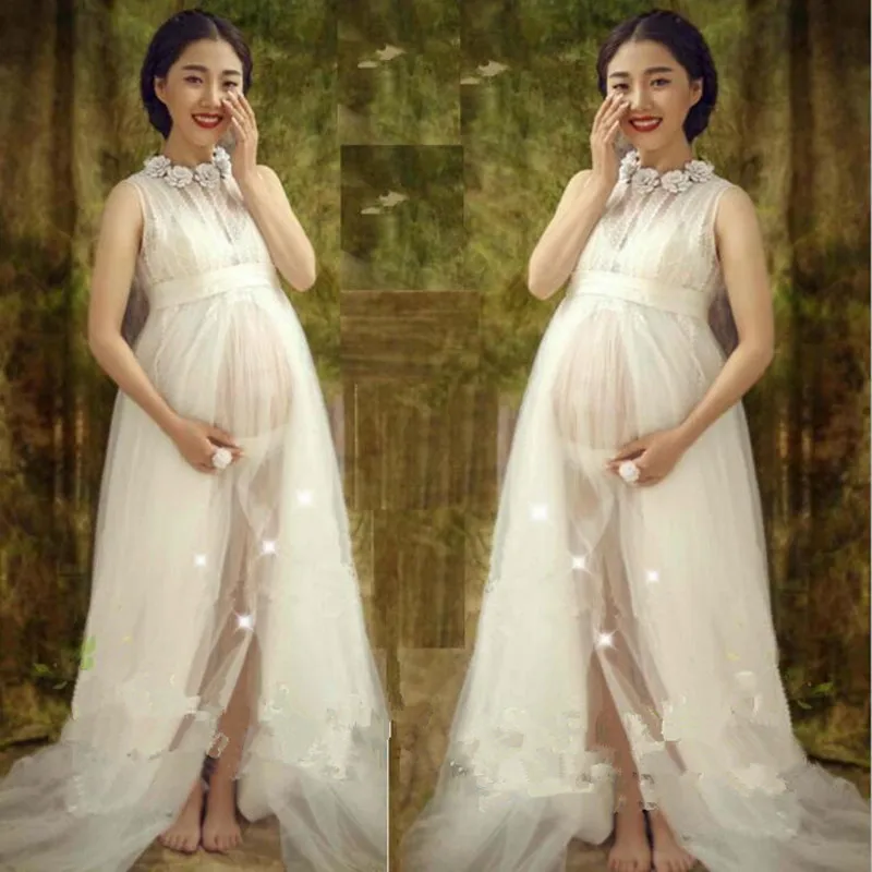 Королевский стиль белое платье на завязках для беременных реквизит для фотосессии необычная беременность фотосессия для беременных длинное платье Ночная рубашка