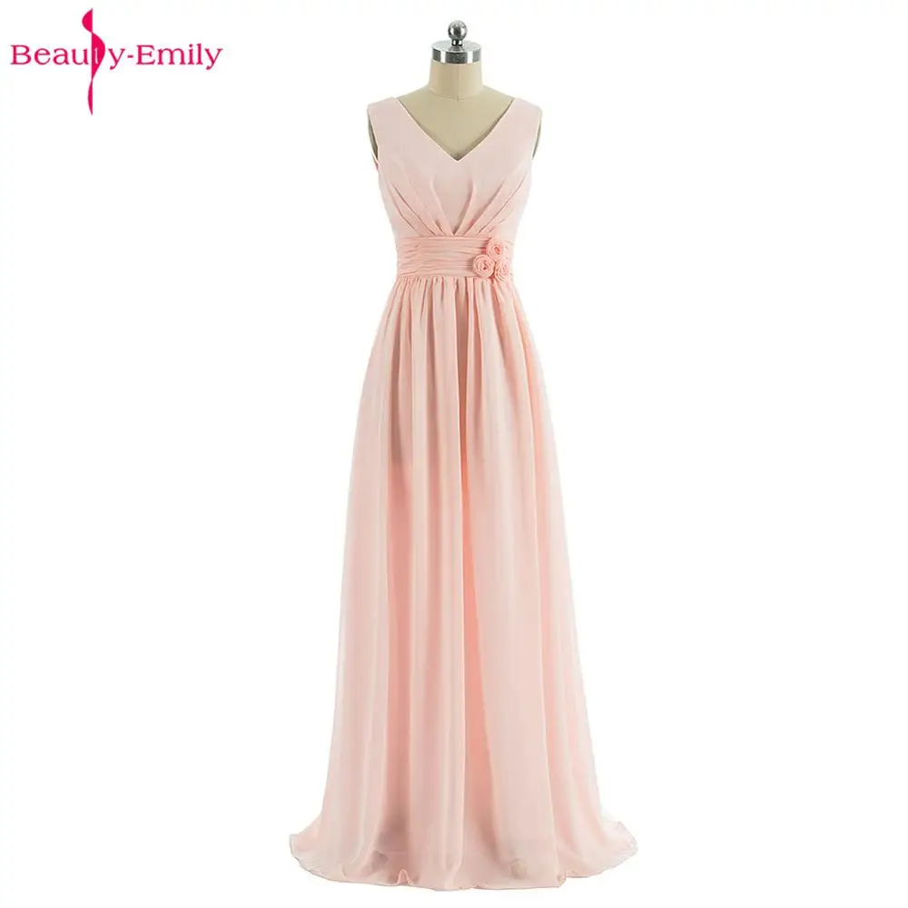 Длинные шифоновые розовые платья подружки невесты 2018 Vestido De Festa Casamento Вечернее