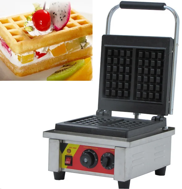 Stainless steel commercial liege waffle iron making two slices waffle