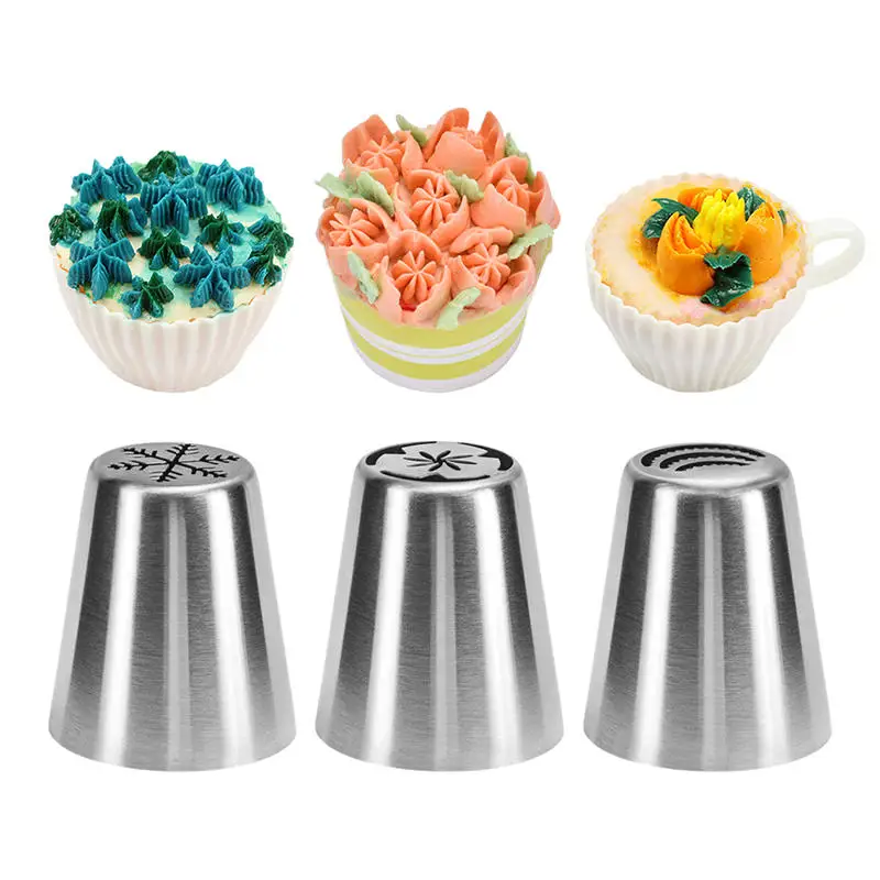 

3Pc/Set Icing Piping Tips Christmas Tree Special Russian Leaf Nozzle Bakeware Cupcake Cake Decorating Pastry Baking Tools