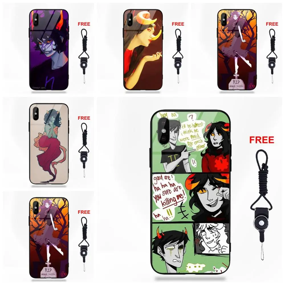 

Vvcqod Homestuck Aradia For Apple iPhone 5 5C 5S SE 6 6S 7 8 Plus X XS Max XR Soft TPU Frame+Tempered Glass Bags Cases
