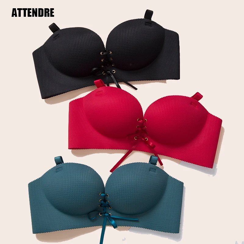 Cross Ties Pull Me Close Bra Cleavage Push Up Half Cup Wire Free