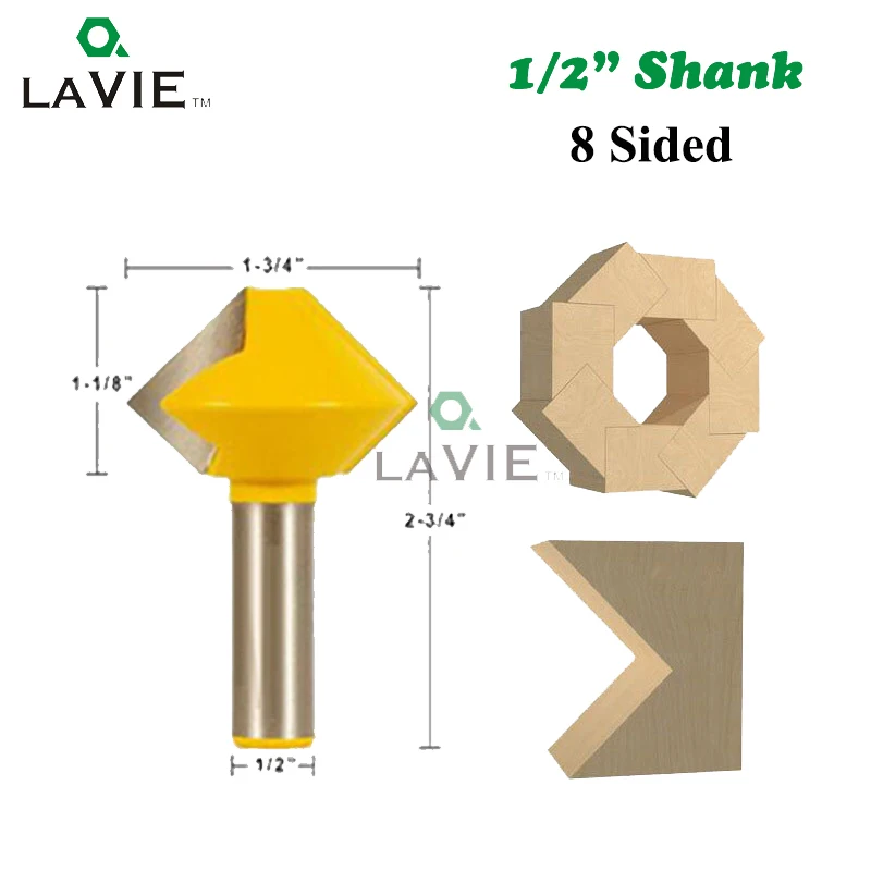 LA VIE 1 шт., 12 мм, 1/2 мм, 12,7 мм, многогранная фреза с клеевым соединением, 8 сторонних, 12 сторонних, 6 сторонних фреза, Деревообработка MC03036