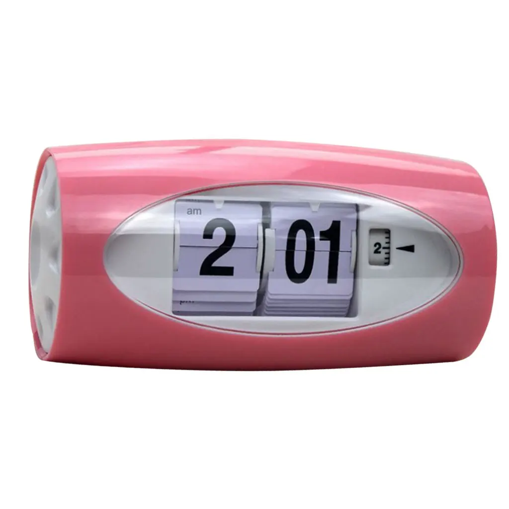 2x Modern Style Auto Flip Desk Clock Vintage Table Alarm Clock Modern Office Home Decor Table Clock