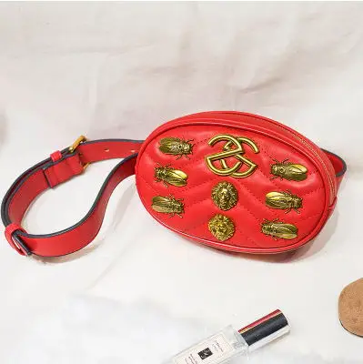 JOYHO поясная сумка Женская поясная сумка роскошный бренд кожаная нагрудная сумка для денег Телефон Удобная поясная сумка Fannypack - Цвет: Red GG