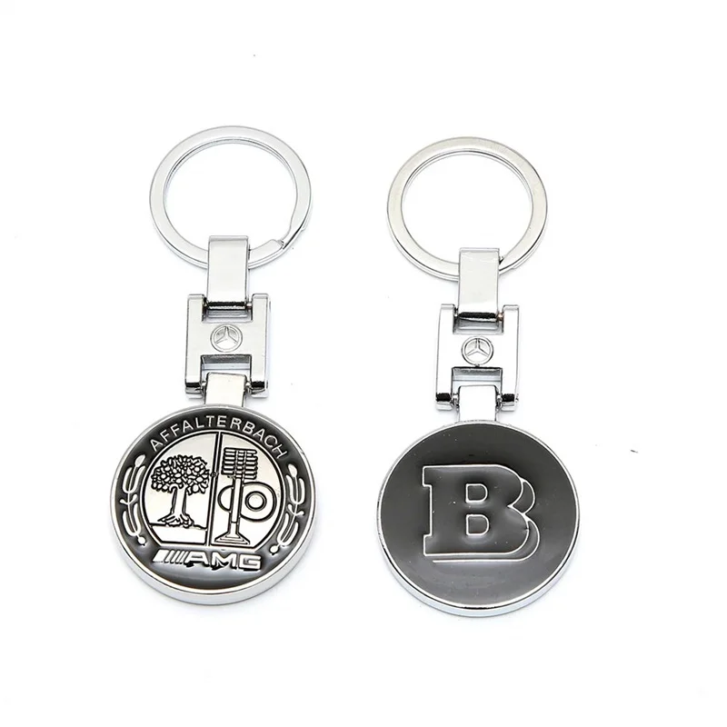 

3D Car Logo Key Chain Double Sided Alloy Metal Keyring Mercedes-Benz Keychain Accessories For double B letter