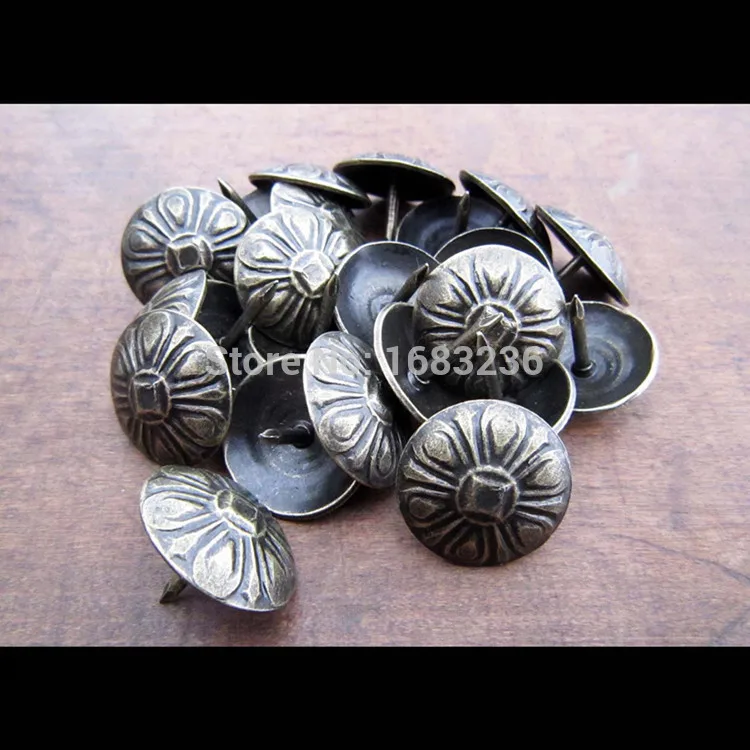 

100pcs Antique Brass Upholstery Nail Jewelry Gift Wine Case Box Sofa Decorative Tack Stud Pushpin Doornail Hardware D 16x13mm