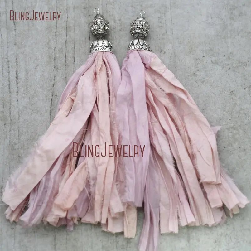 20171213-PM8965- Plastal Pink Sari Silk Tassel Pendant Antique Silver_10