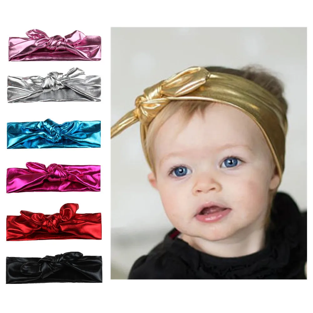 

Kids Baby Headband Bow For Girl Rabbit Ear Hairband Solid Hot stamping Turban Knot Head Wraps Headscarf Faixa Cabelo Para Bebe