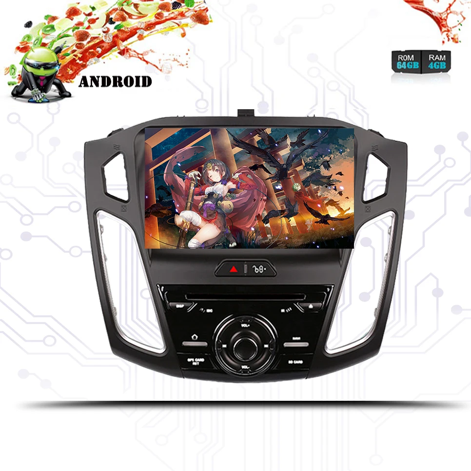 9 дюймов 1024*600 Android 0 автомобильный dvd плеер gps навигация для Ford Focus 3 2015 2016 2017 2018 с Wifi