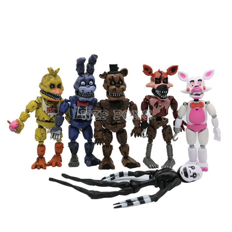 6 шт./компл. игра FNAF осветляющие подвижные швы детские игрушки пять ночей у Фредди фигурка игрушки Foxy Freddy Chica модель куклы