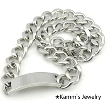 50 cm * 16mm Nueva Gran Tema Pendiente En Blanco Engravble ID de Plata de Acero Inoxidable Collar de la joyería accesorios Regalos Al Por Mayor KN044