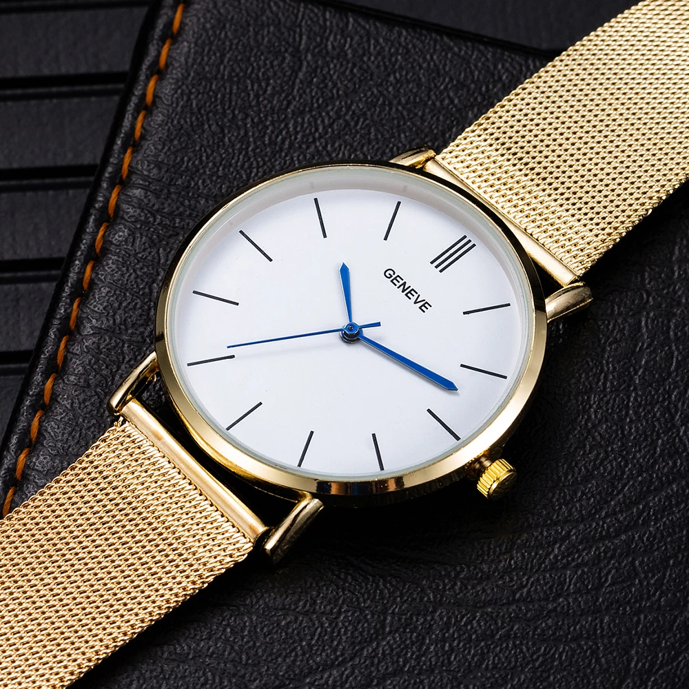 Мужские Роскошные часы GENEVE Montre Homme простые из нержавеющей стали 2019 Классические