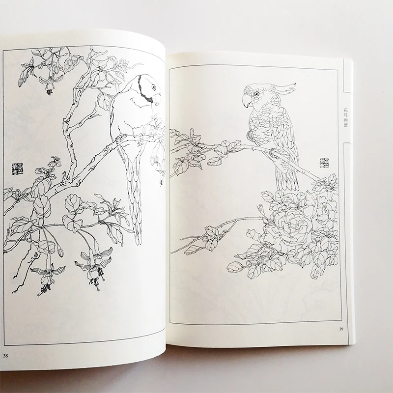 94 страницы цветы и птицы коллекция живописи художественная книга раскраска для взрослых Релаксация и антистрессовая живопись книга