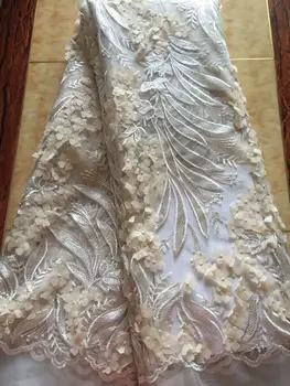 

3 D Flowers embroidered lace fabric Fashion Dress African lace fabric 2017 high quality lace For Women lady gril Wedding party