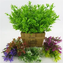 5 Forks Artificial Chrysanthemum Leaves Fresh Green Grass Plastic Plants Fake Flowers Bonsai Garden Decor Home Office Decoration