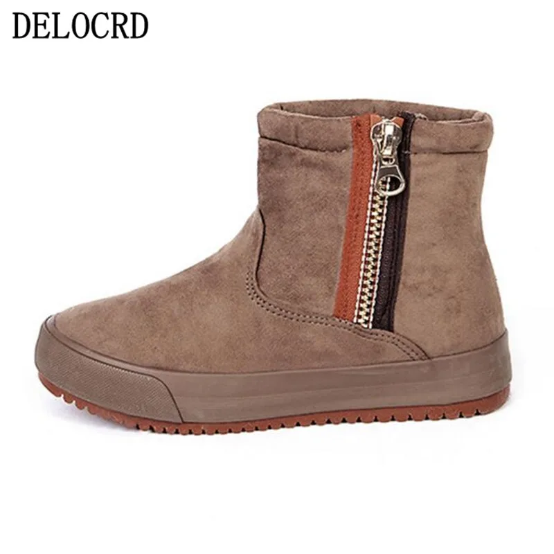 

18Winter Women's Boots Flat Bottom Plus Velvet Thick Zipper Women's Boots Short Tube Cotton Boots Snow Boots Women's Shoes Women