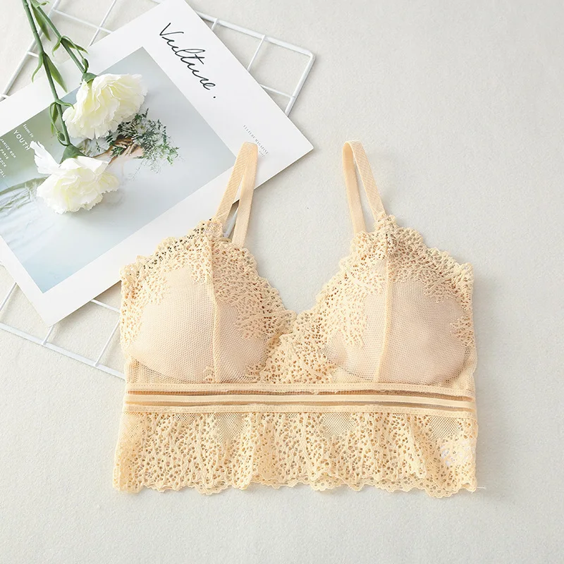 Lace Bralette Women Bras Tube Top Sexy Lingerie V Neck Crop Tops Underwear Cropped Bra Female Tank Crop Top