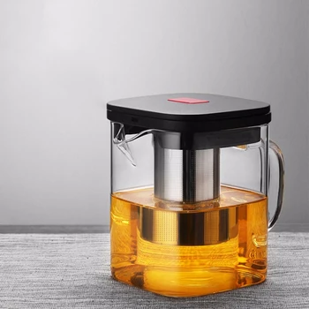

Transparent Glass Square Teapot With Stainless Steel Infuser Heat Tea Strainer Teapot Set Tool Office Tea Pot Puer Kettle set