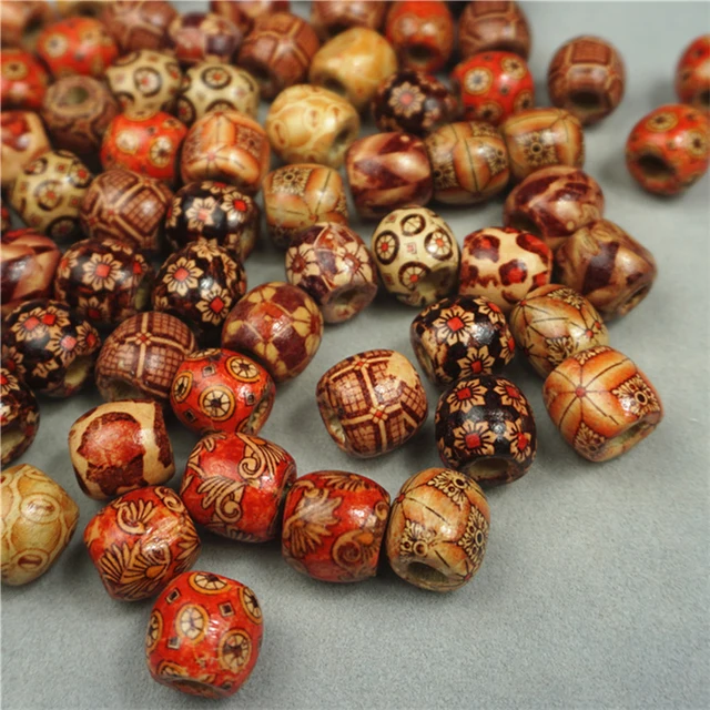 200pcs 12mm Natural Painted Wood Beads For Jewelry Making Loose Wooden