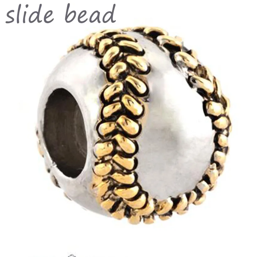 Fit Pandora charm bracelets Silver Baseball I Love Sports Charms For