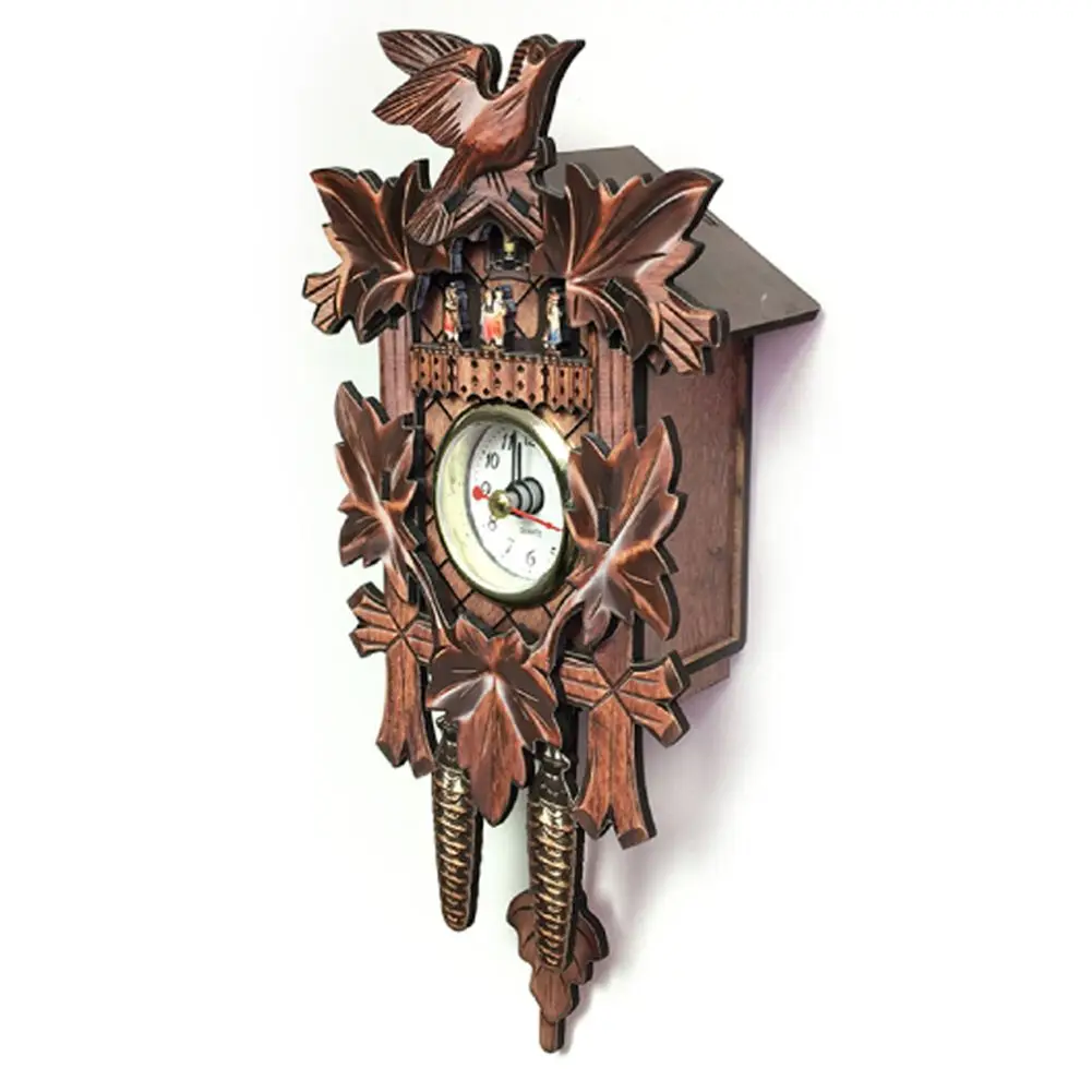 2Pcs Retro Wood Cuckoo Wall Clock with Pendulum Housewarming Gifts 2Color 2Pcs Retro Wood Cuckoo Wall Clock with Pendulum Housewarming Gifts 2Color