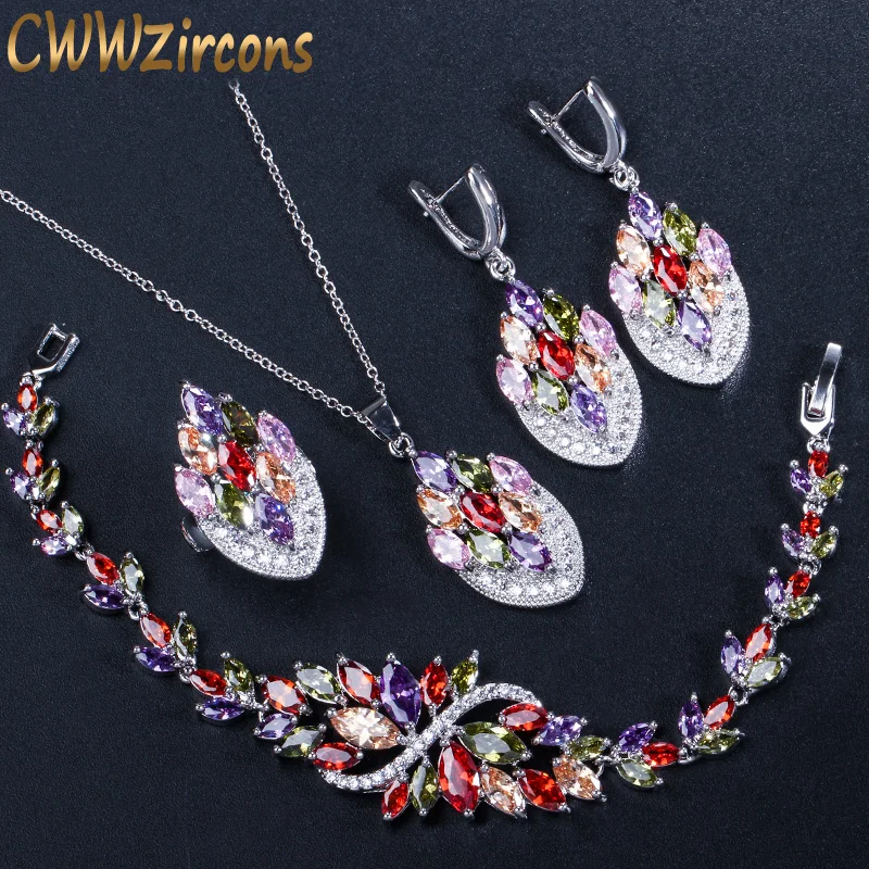 CWWZircons элегантные разноцветные красные фиолетовые зеленые с фианитами роскошный