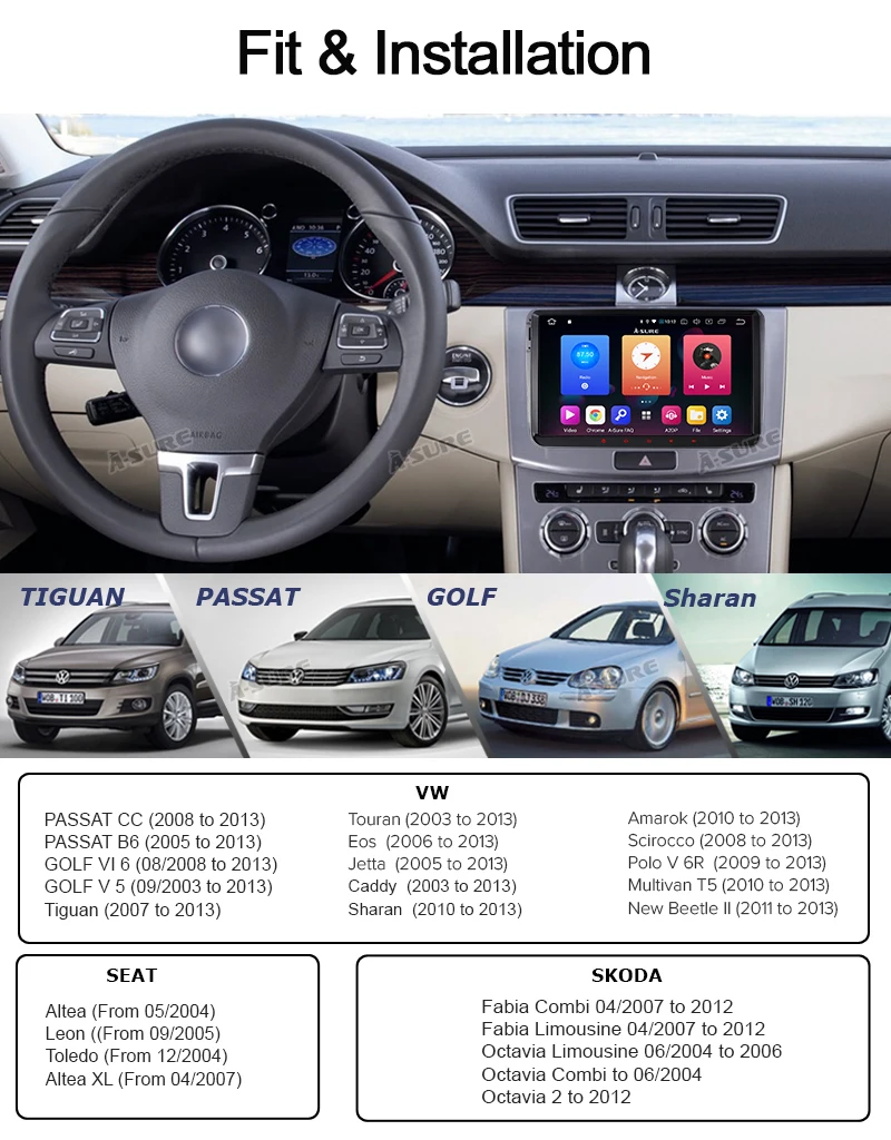 Perfect A-Sure 2 Din 9 Inch Android 9.0 Car Radio GPS For Volkswagen VW Tiguan Polo Golf 5 6 Passat b6 Caddy Transporter T5 Touran Skoda 9 Perfect A-Sure 2 Din 9 Inch Android 9.0 Car Radio GPS For Volkswagen VW Tiguan Polo Golf 5 6 Passat b6 Caddy Transporter T5 Touran Skoda 9