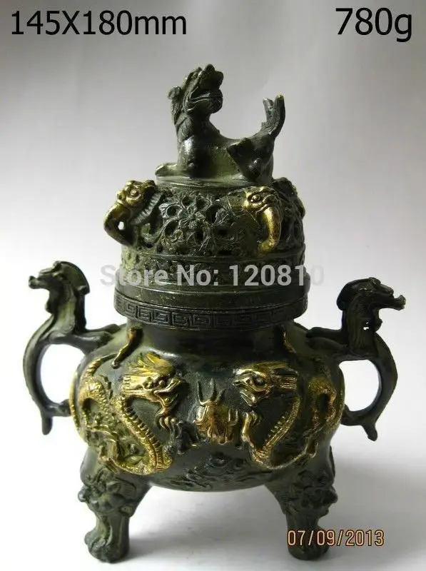 

Exquisite Rare, Chinese Bronze Engraving 'Dragon' Incense Burners statue