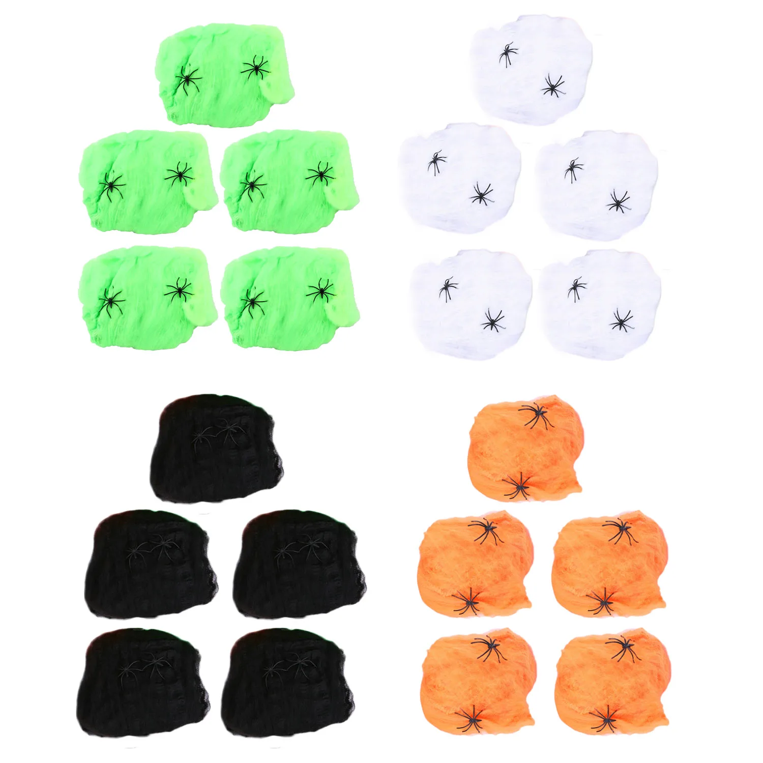 

Behogar 5pcs Stretch Spider Webs Spiderwebs w/ 10pcs Artificial Fake Spider Toys for Haunted Halloween Decoration Prop Supplies