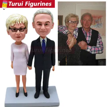 

Grandma and grandpa personalized figurines, grandparent figurine miniature gift for grandma home decor clay art doll