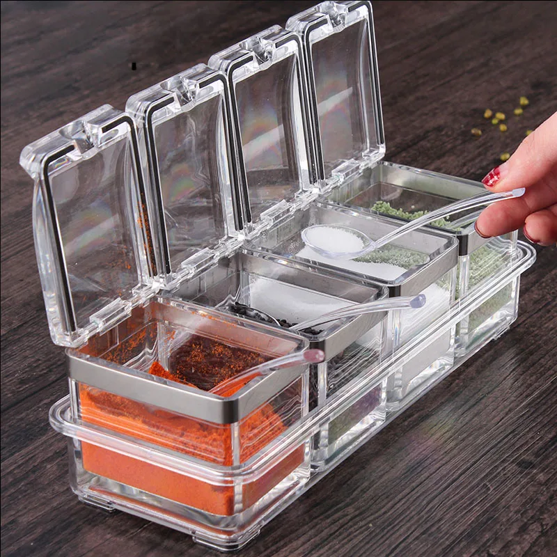 Continental cruet spice jar seasoning box set of acrylic plexiglass