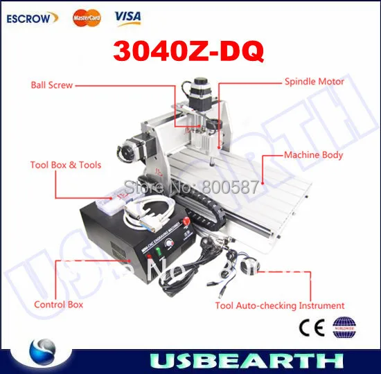 CNC 3040Z-DQ Engraving Machine, CNC router, Ball Screw With Tool Auto-checking cnc milling machine free shipping cnc 3040 z dq 4 axis 3d wood engraving machine pcb carving router with ball screw tool auto checking instrument