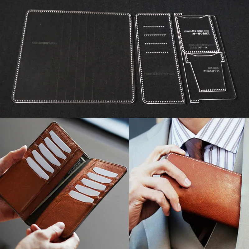 

Acrylic Stencil Leather Template Home Leathercraft Sewing Pattern Tools Accessory A long wallet with a wallet 9.5*19.5*2cm