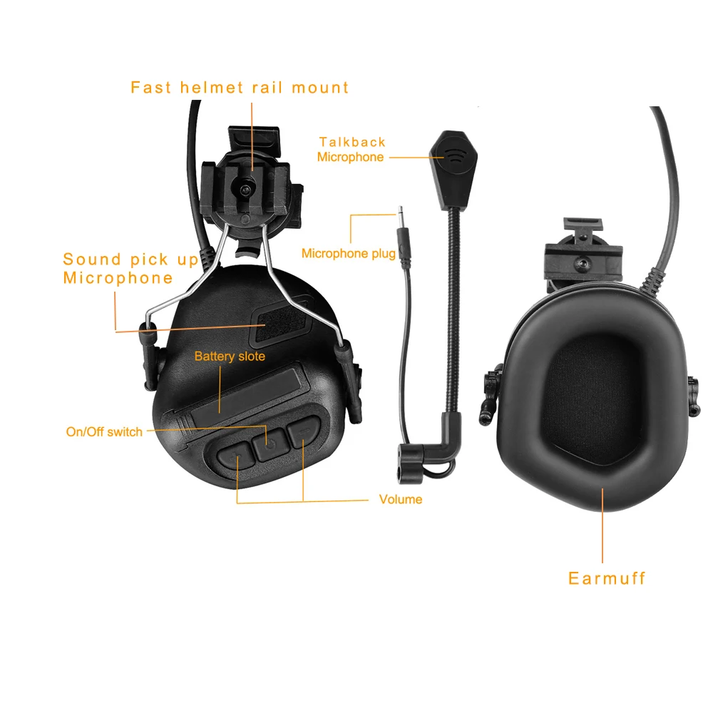 Tactical Helmet Headset with Fast Helmet Rail Adapter Peltor Noise Canceling Comtac Headset Camouflage Military Headphone