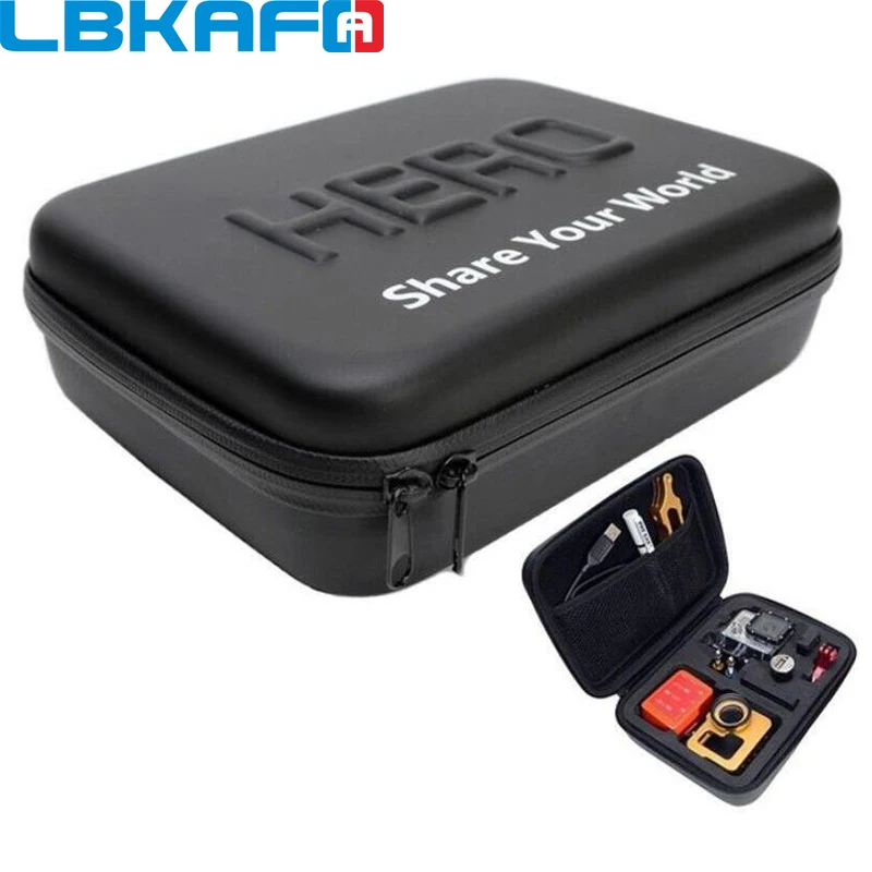 Preise LBKAFA Für Gopro Stoßfest Wasserdichte Fall Tasche Für SJCAM SJ4000 SJ5000 SJ6 SJ7 Go Pro Hero 7 6 5 4 3 + YI Tasche Kamera Zubehör