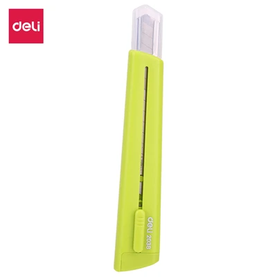 DELI E2038 Cutter Auto Lock Cutter Wood Box Paper Cutter Metal Stationery Utility Craft Knife Cutter Cutting Knife - Color: Green