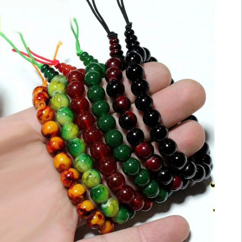 

QiYuFang New 7 Color Crystal Stone Vintage Bracelets Glass Bead bracelet Chain China Japan India Buddha Pandent Gift Men Women