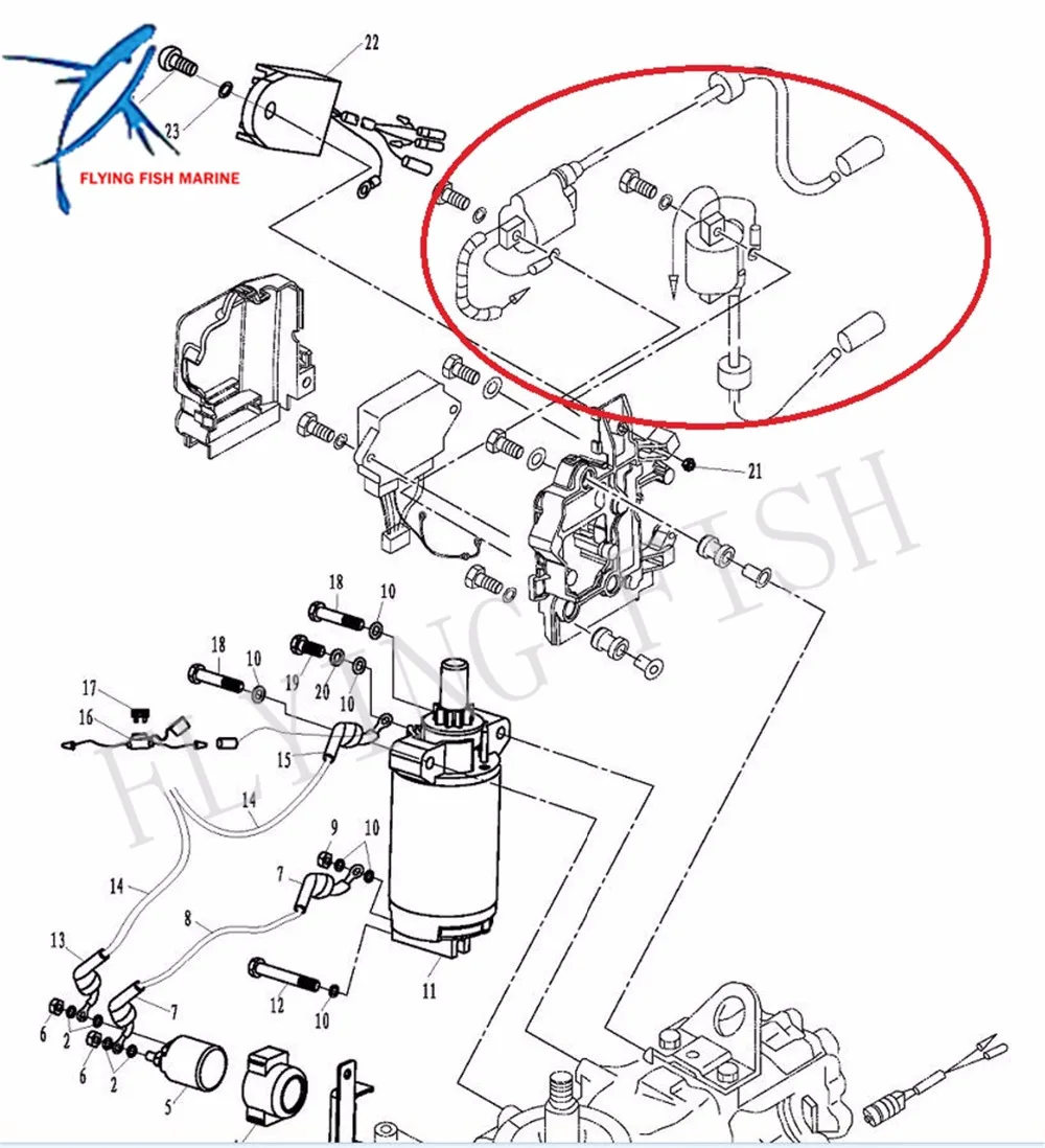 Лодка Двигатель t40-05090102 Катушки зажигания B для parsun HDX 2-ход 40cv T40 t40bm t40bw t40g t30bm подвесных 2 Temps тип G, зеленый