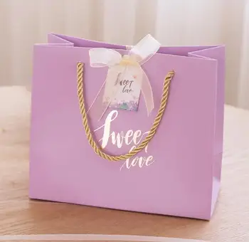 

20pcs New Arrival Purple Sweet Love Paper Chocolate Bag Party Supplies Gift Bag Wedding Favors Candy Boxes Makeups Hand Bags