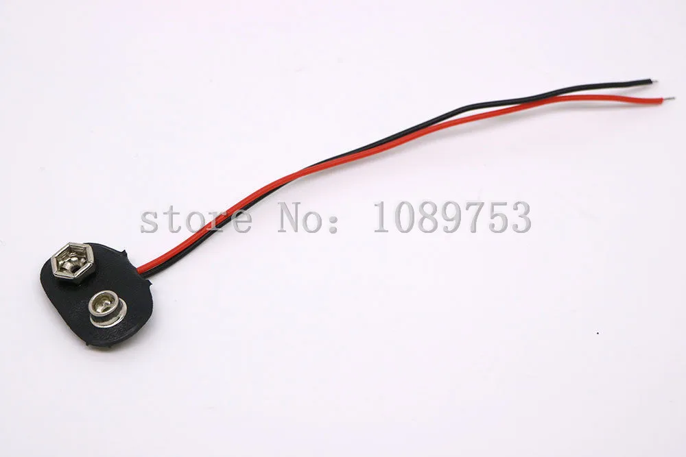 

100PCS 9V Volt Battery Snap Connector Clip with Lead Wire 150MM Cable