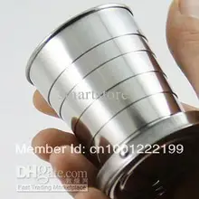 Низкая цена 80 шт./партия# чашка из нержавеющей стали для путешествий Кемпинг Складная разборная чашка дорожная чашка