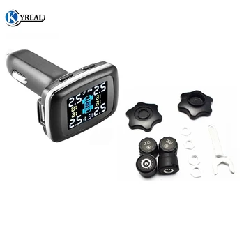 

Car TPMS Universal Tire Pressure Monitoring System 4 External Sensor with Pressure Telperature Alarm AlLCD Display Tyre Monitor