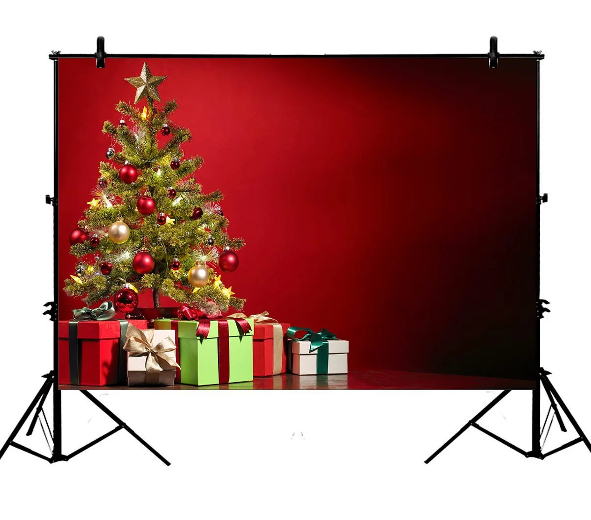 

5x7ft Christmas Tree Gifts Box Red Abstract Polyester Photo Background Portrait Backdrop