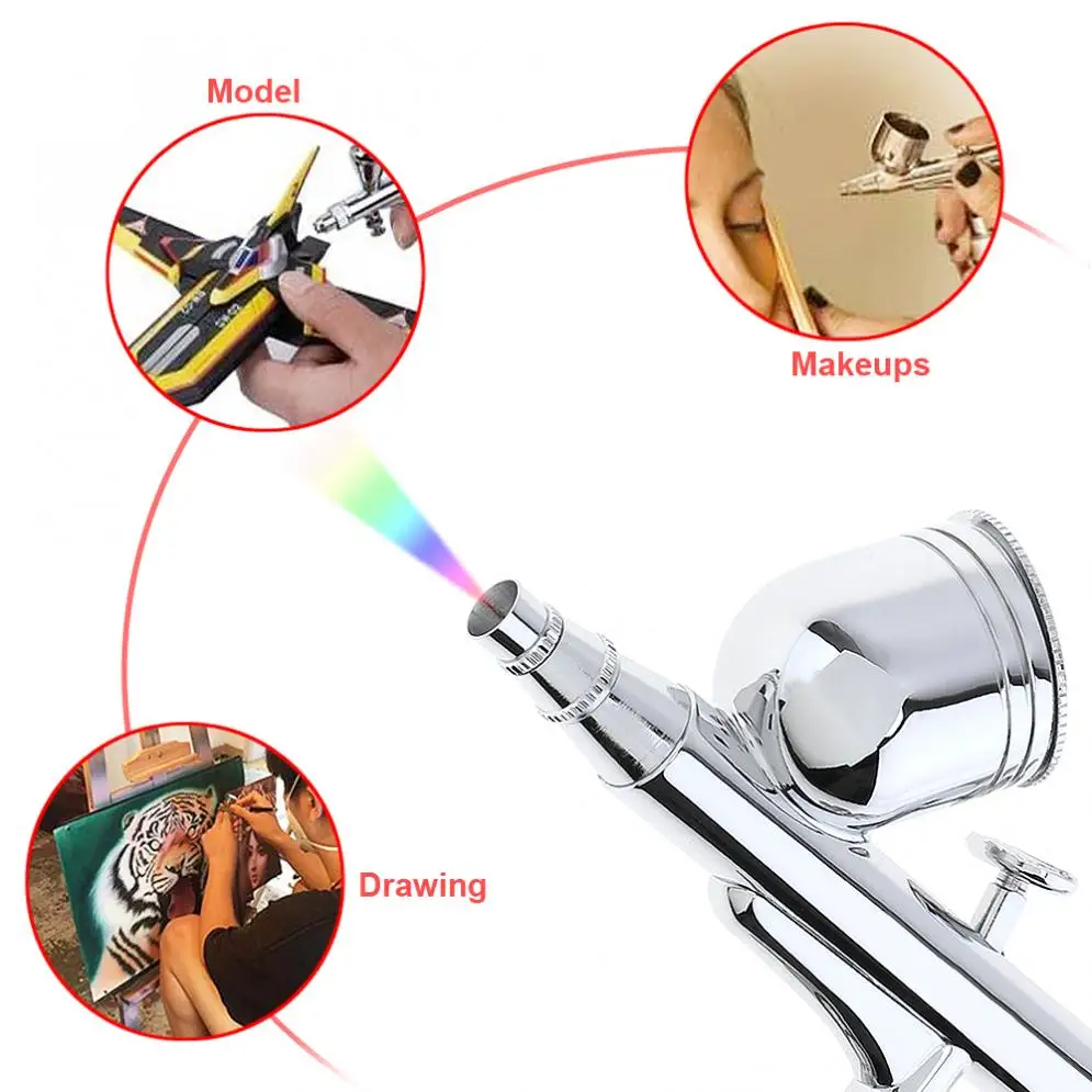 Double Action Gravity Feed Spray Gun Three Calibre Art Airbrush Rouge  Airbrush Toy Leather Handicraft Touch-up Airbrush - AliExpress