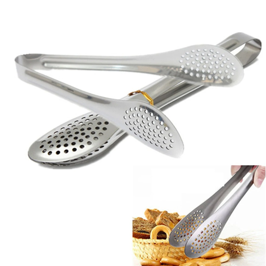 Image Big Sale Stainless Steel Food Tongs Kitchen Buffet Cooking Tool Anti Heat Bread Clip Pastry Clamp Barbecue Tongs