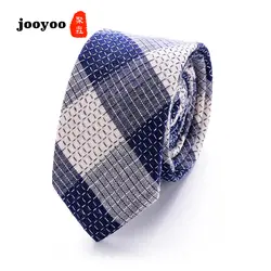 6,5 см Мода хлопок полосатый шеи галстук узкий большой решетки мужчина Высокое Класс Бизнес галстук Для мужчин костюм аксессуары Jooyoo