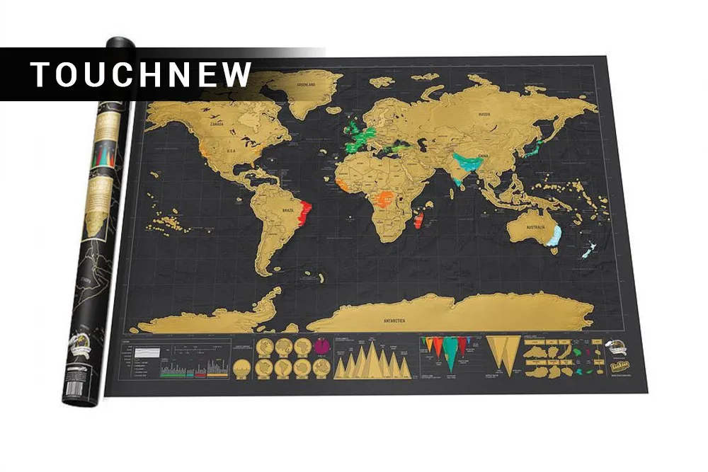 

Deluxe Erase Black World Map Scratch off World Map Personalized Travel Scratch for Map Room Home Decoration Wall Stickers